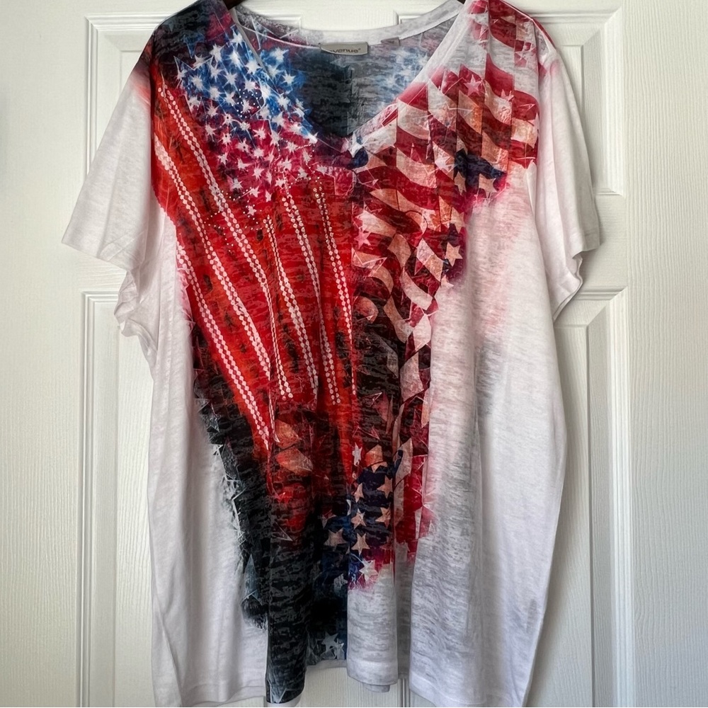 Avenue American Flag Burnout Tee Sz 26/28
